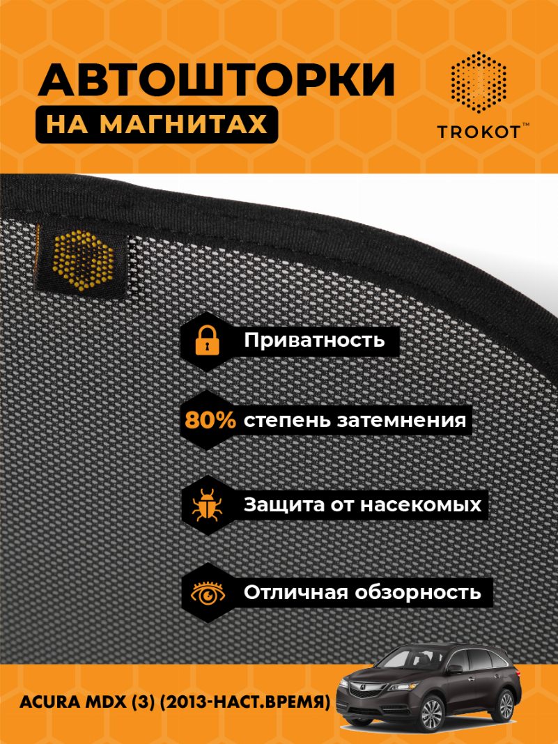 Автомобильные шторки Acura MDX (3) (2013-наст.время) Внедорожник 5 дв. Комплект на передние двери STANDART